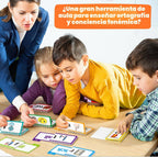Tarjetas flash de fonética, libro de construcción familiar de palabras, para aprender a leer 30 libros de lectura y rima, tarjetas de palabras a la vista, tarjetas flash para jardín de infantes, libros de fonética para niños, aula, escuela, preescolar, ac