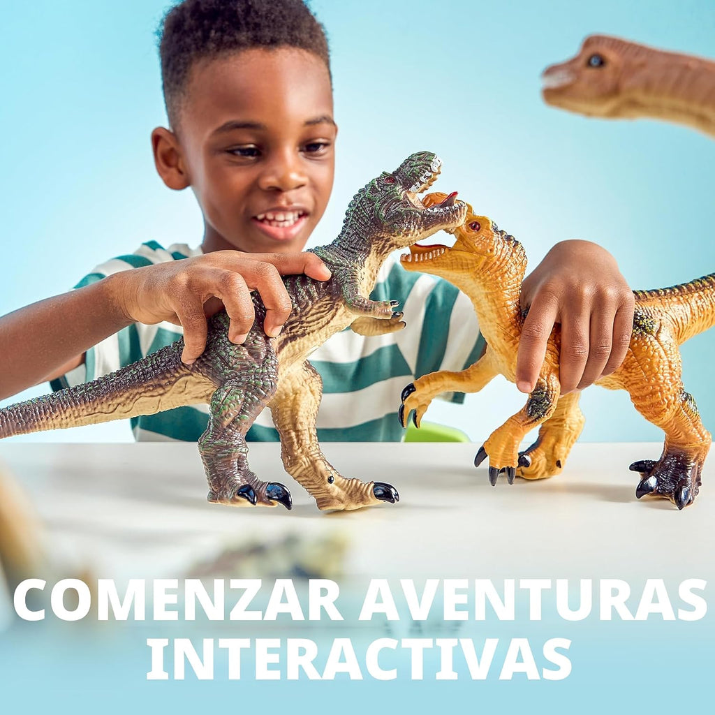 JOYIN Juguetes de dinosaurio grande para niños pequeños, 6 piezas grandes y suaves figuras de dinosaurio con un libro educativo, juguetes realistas jumbo para niños y niñas, regalos de cumpleaños de Pascua para niños de 1, 2, 3, 4, 5 años