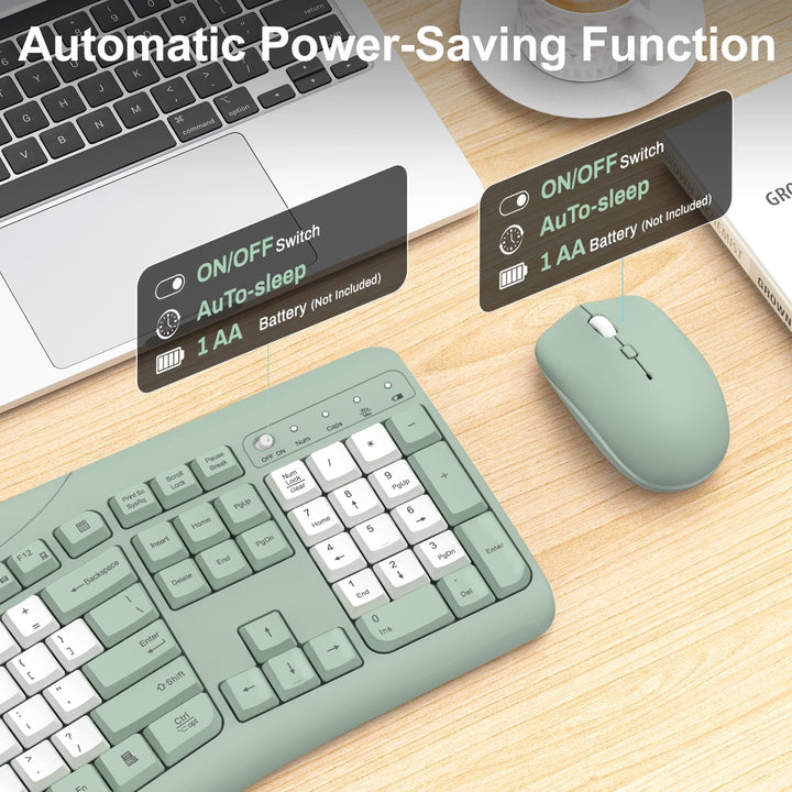 Combo de teclado y mouse inalámbricos, teclado curvo ergonómico sil...