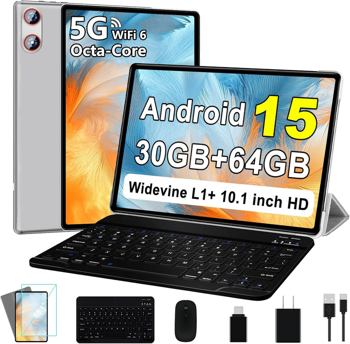UJJ Tableta 2026 con Android 15 de 10 pulgadas con Gemini AI, 30GB+...