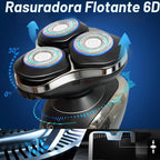 Maquinilla de afeitar eléctrica 4 en 1 para hombres, afeitadora eléctrica de cabeza flotante 6D con alta velocidad de 9,999 RPM, larga duración de 90 minutos, afeitadora eléctrica con pantalla LED