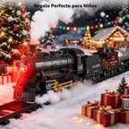 Juego de tren eléctrico a control remoto, locomotora de vapor, vagón de carga y pistas, juguetes de tren para niños con 3 humo, silbato y luces, regalo de cumpleaños de Navidad para niños y niñas de 3, 4, 5, 6, 7