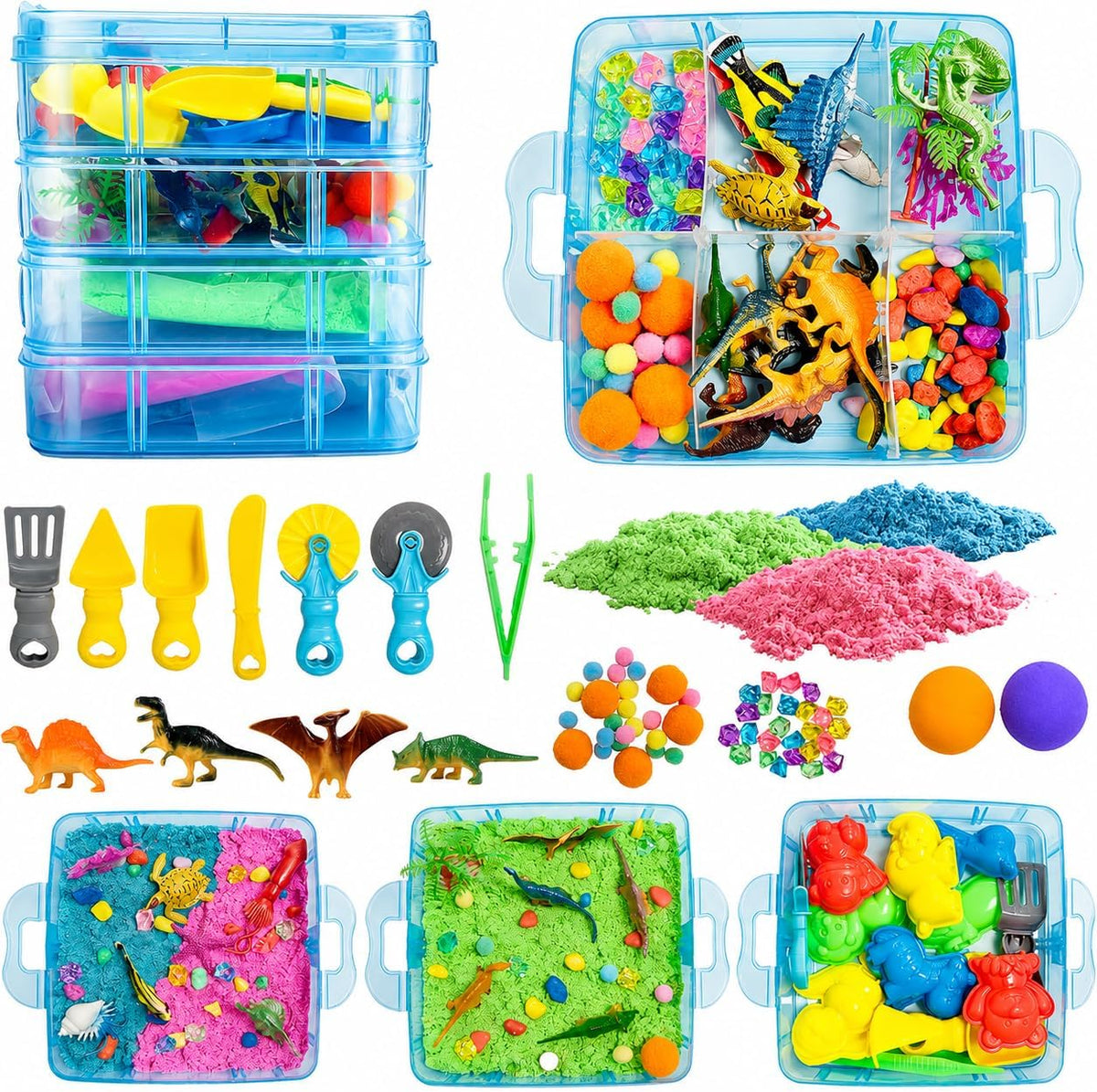Cubo sensorial sensorial Dino & Ocean con arena de juego