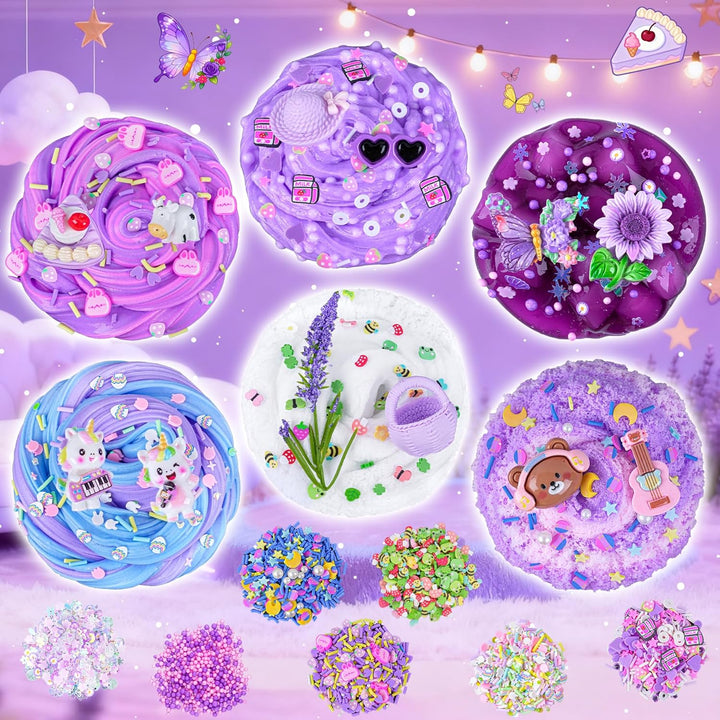 Paquete de 6 Slimes, Slime Morado para Niños, Kit de Slime de Nube...