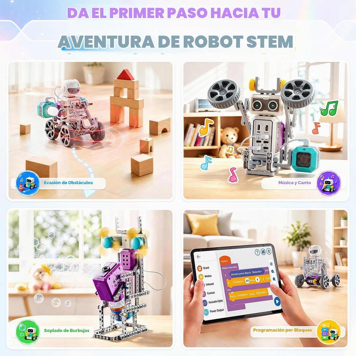 Juguetes STEM - Robot de codificación de experimentos científicos 24 en 1 para