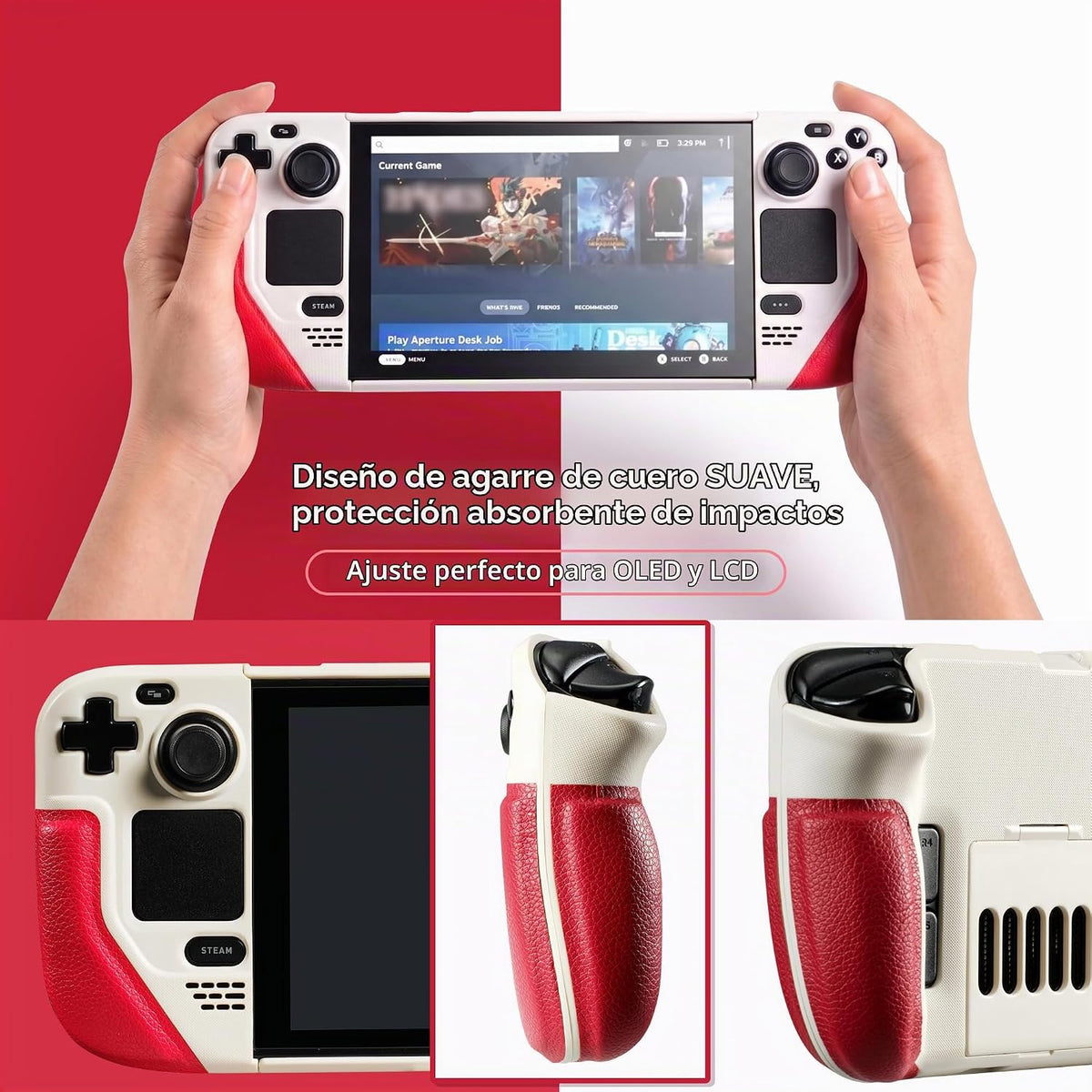 UYIYE Funda con función atril para Steam Deck OLED y LCD, agarre de piel