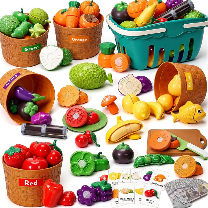 Cutting Play Food Toys, 115 piezas de accesorios de cocina de juego...