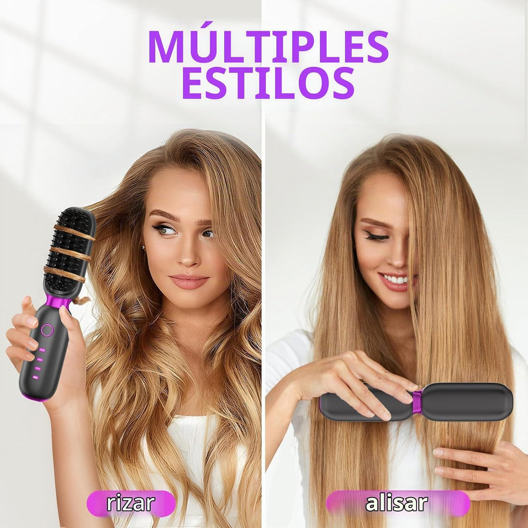 Cepillo alisador de pelo inalámbrico, mini peine caliente inalámbri...
