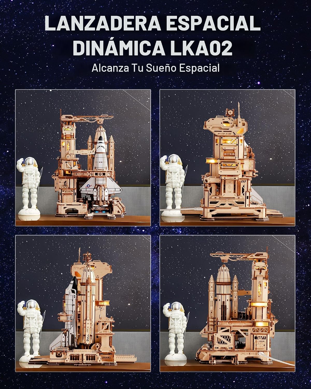 ROKR Space Shuttle 3D Wooden Puzzles para Adults Moving Building Model