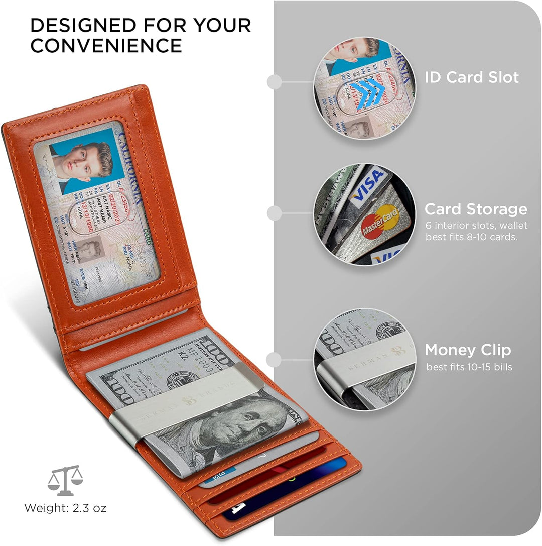SERMAN BRANDS Billetera con clip de dinero para hombre. Carteras de...