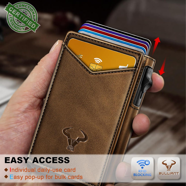 Cartera Bulliant para hombre, cartera con clip de dinero delgada pa...