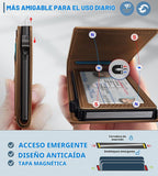 Cartera para hombre, tarjetero desplegable delgado con bloqueo RFID, billetera plegable minimalista con 9 ranuras para tarjetas, ventana de identificación y bolsillo para efectivo, funda de