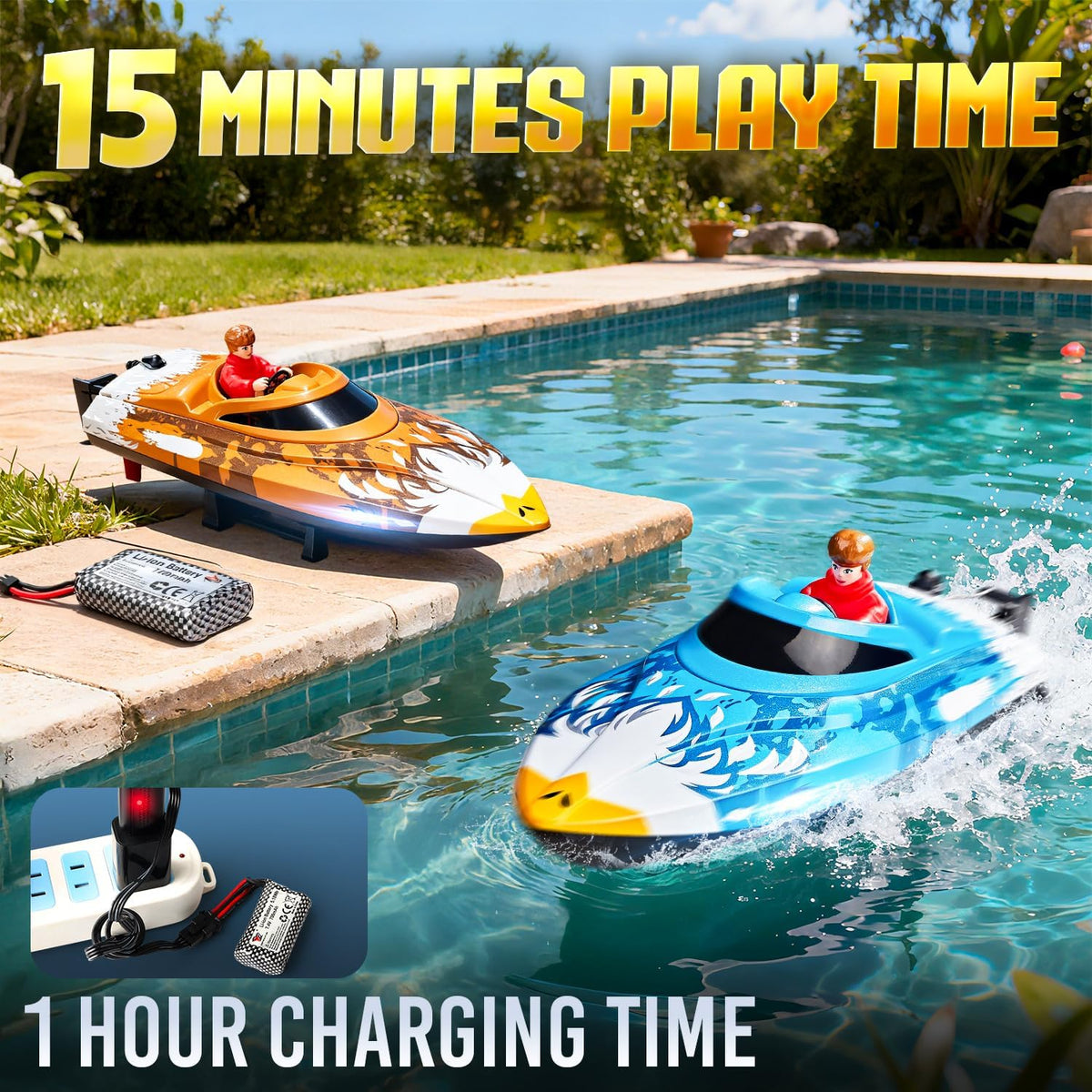 BEZGAR HJ822 12 pulgadas 25 KPH Velocidad RC Barco rápido para niños y adultos