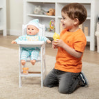 Melissa & Doug Silla alta de juguete para juego de imitación con accesorios para muñeca bebé
