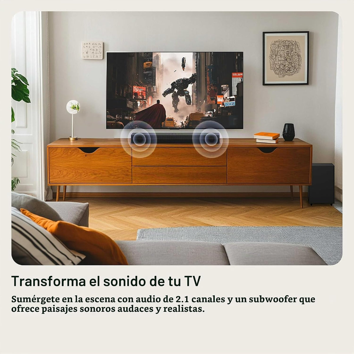 LG Barra de sonido S30A de 2.1 canales para TV con subwoofer inalámbrico y