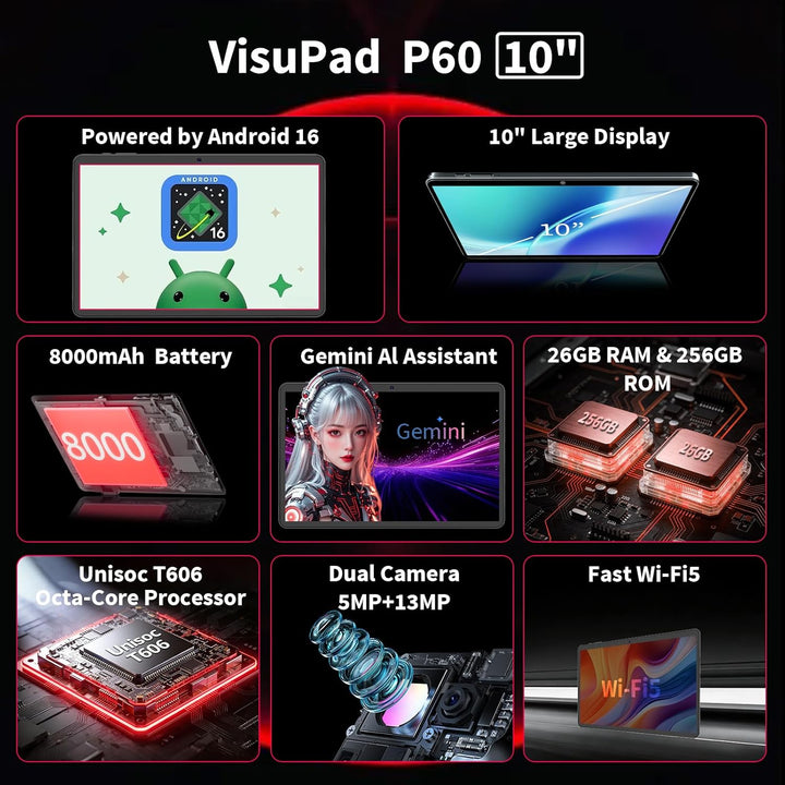 Tableta Android, tableta Android 16 de 10 pulgadas 2026 con teclado...