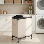 StorageWorks 2 Sección de Cesta de Lavandería, 100L Beige Clasificador con Ruedas