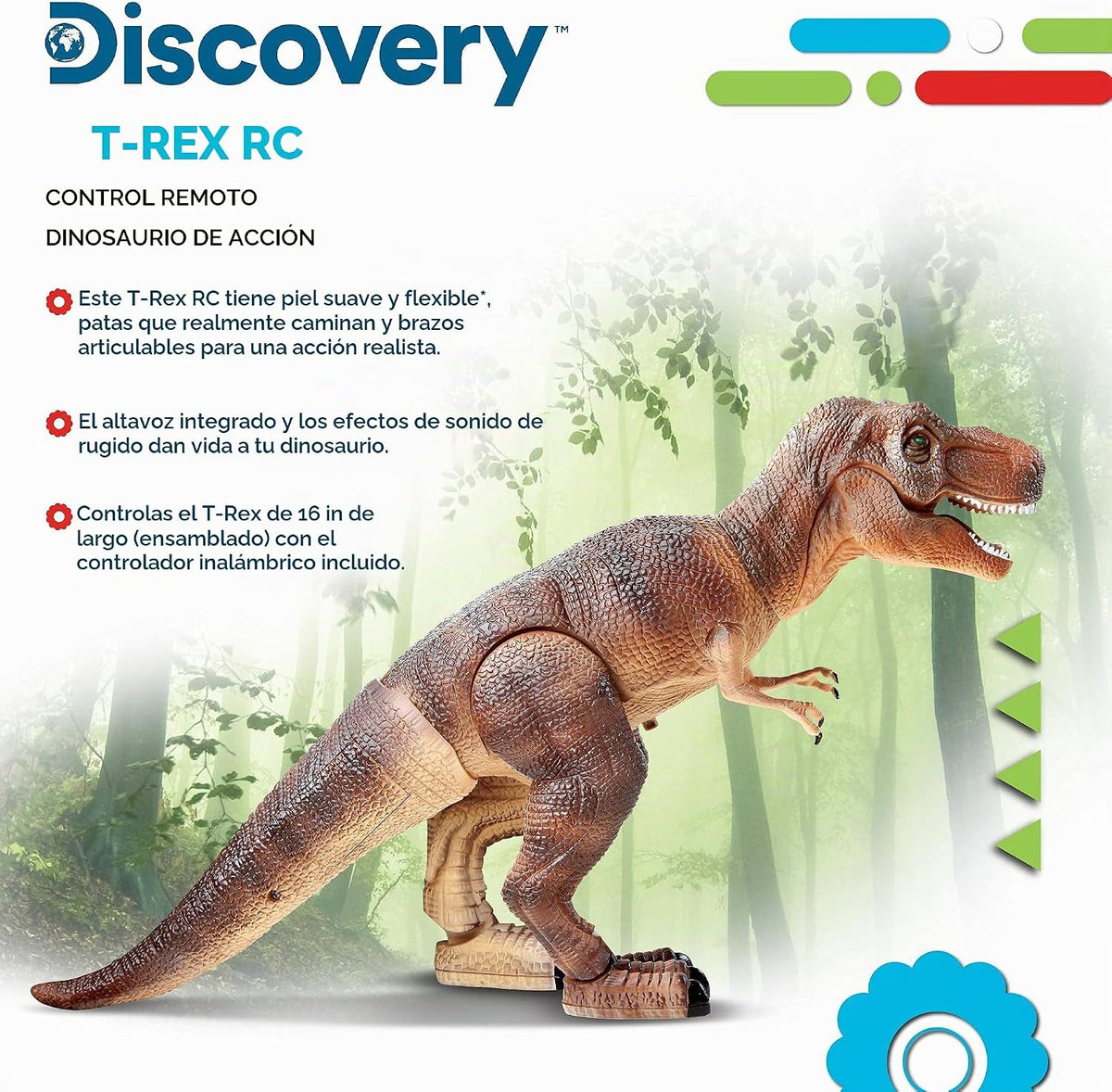Discovery Dinosaurio T-Rex a control remoto, figura de acción realista Jurassic RC con piernas para caminar, sonidos rugientes, boca mordiente, juguetes de dinosaurio para niños, juguetes para niños, regalo de automóvil RC | Dinosaurio divertido para mayo