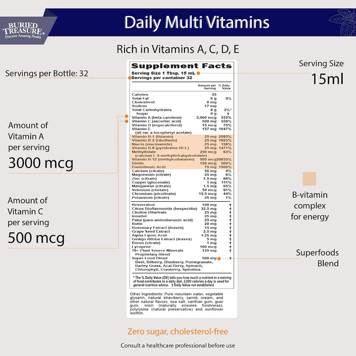 Buried Treasure Daily Nutrition Suplemento líquido multivitamínico...