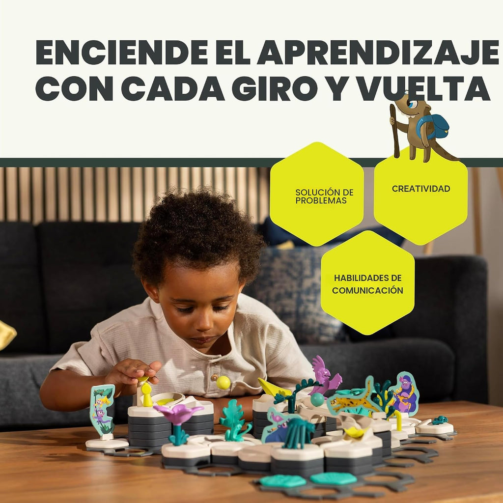 Ravensburger GraviTrax Junior Starter Set - My Jungle - Set de inicio GraviTrax Junior - Juego de carreras de canicas preescolar - Experiencia de construcción divertida - Compatible con STEM, aprendizaje interactivo - Acreditado por malla