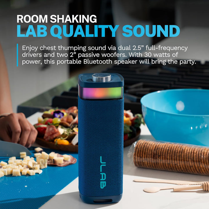 JLab, JBuds Party Altavoz Bluetooth portátil, impermeable, iluminac...