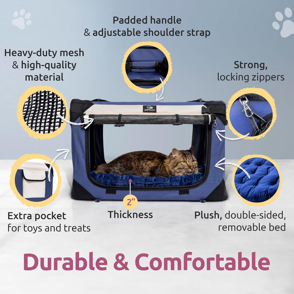 Transportador de mascotas para gatos y perros, se adapta cómodamente a 2