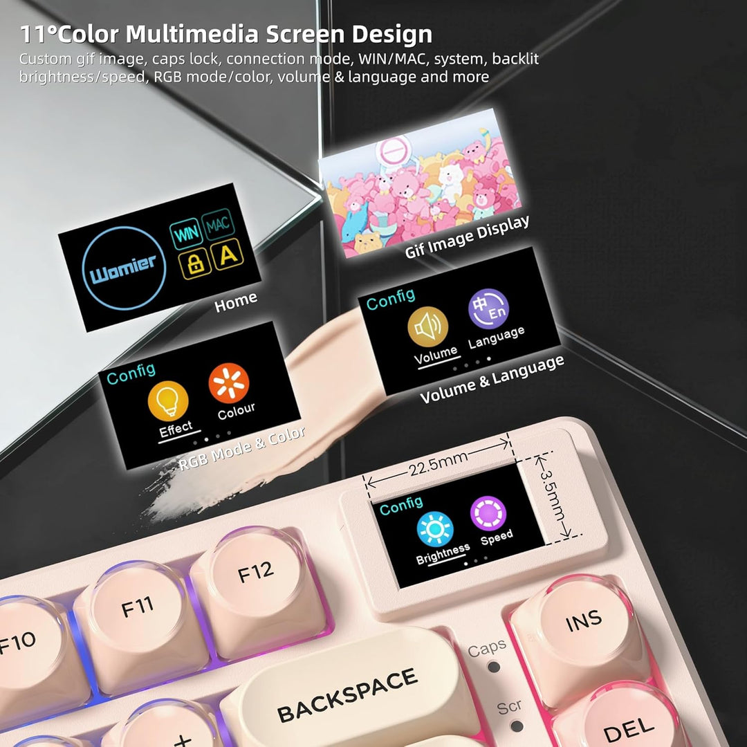 Womier SK80 Teclado Mecánico Gaming 75% con Pantalla Multimedia a C...