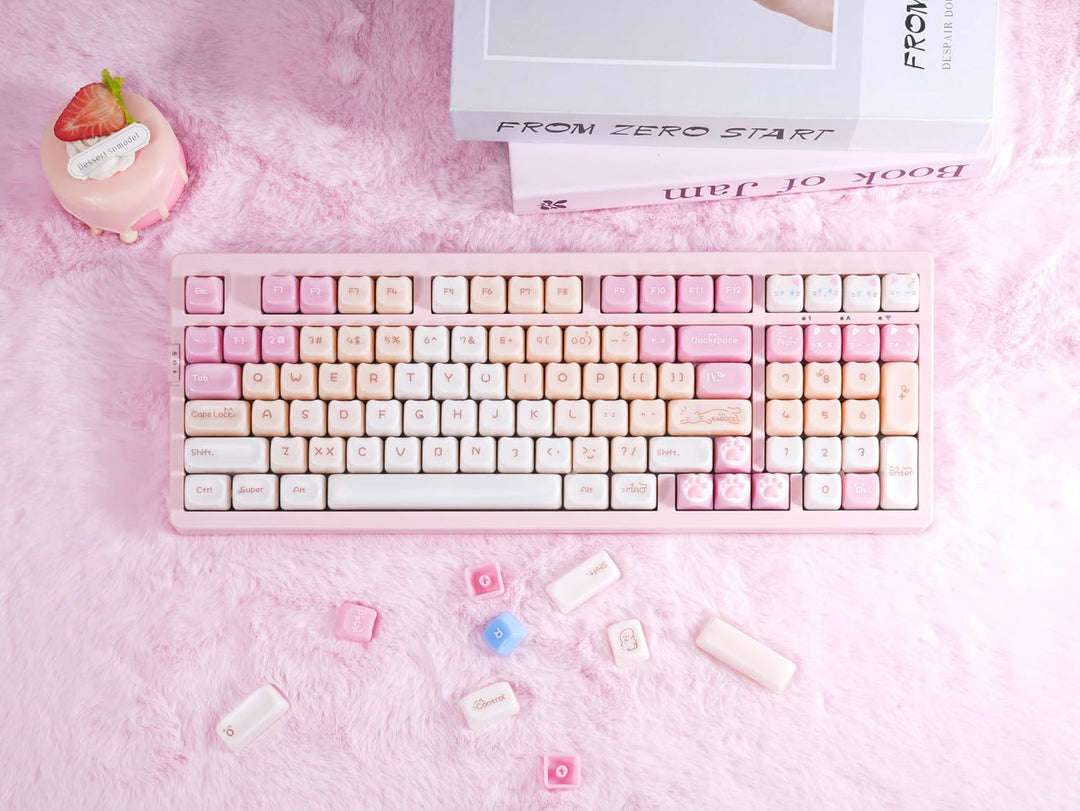ZORNHER ZH980 Pink Mechanical Keyboard,95% Cat Keyboard Cute,Kawaii...
