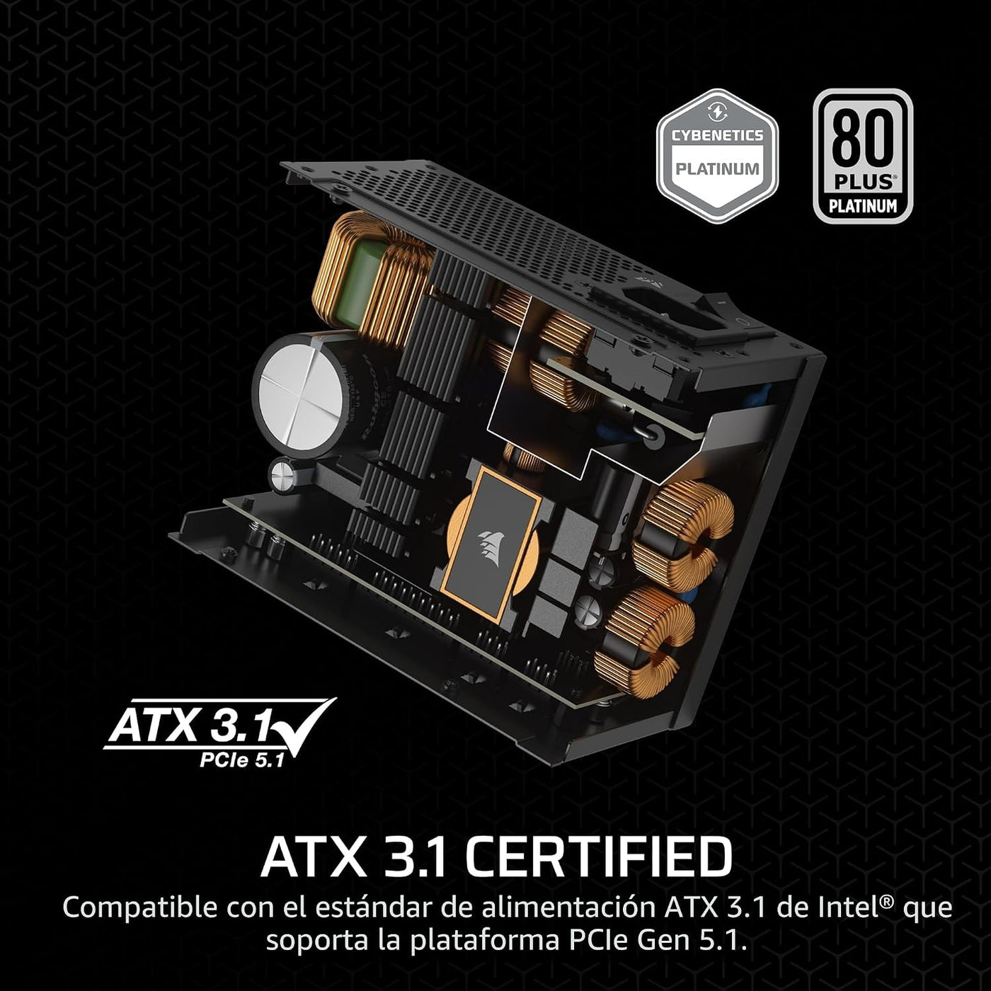 CORSAIR SF1000 (2024) Fuente de alimentación pequeña ATX 3.1 PCIe 5...
