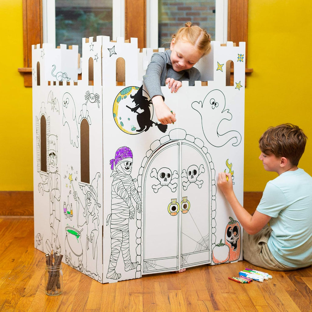 Castillo embrujado de cartón fácil - Fuerte para niños y casa de arte y