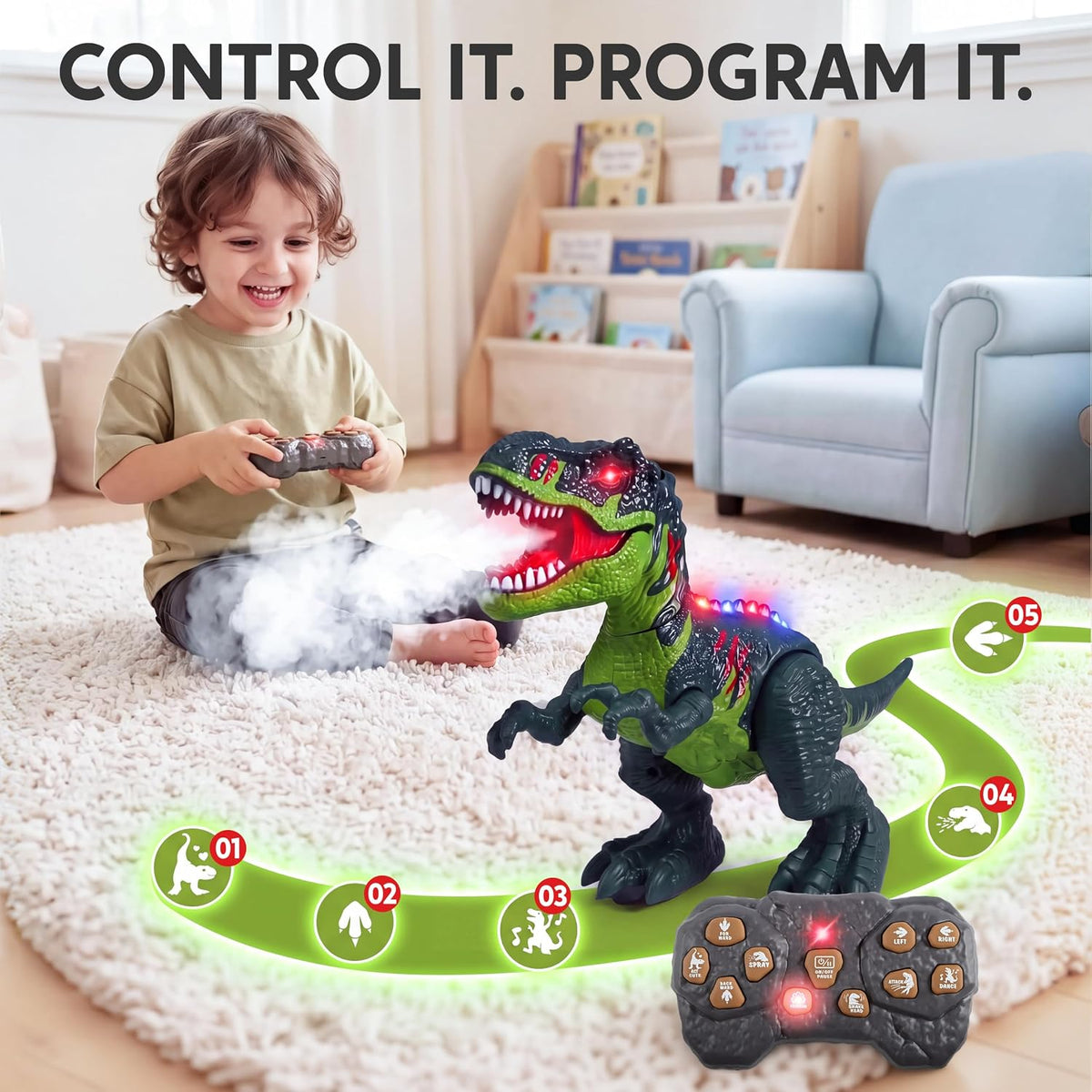 Joyin Juguete de dinosaurio con control remoto para niños de 3 a 5 años