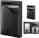 Cartera de cuero typecase para hombres con tarjetero, Negro fibra d...