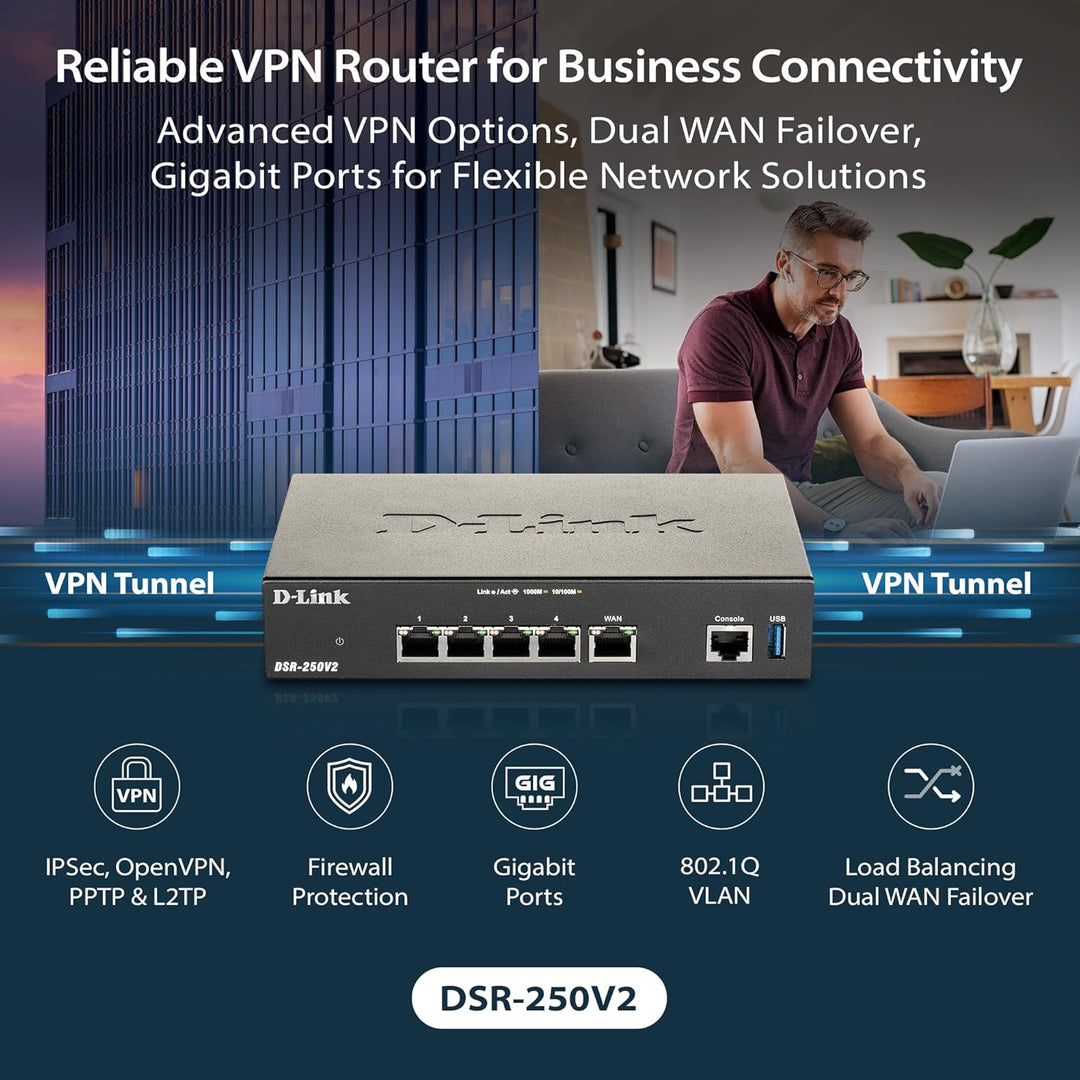D-Link Router VPN Gigabit \u2014Perfecto para trabajos remotos e hí...