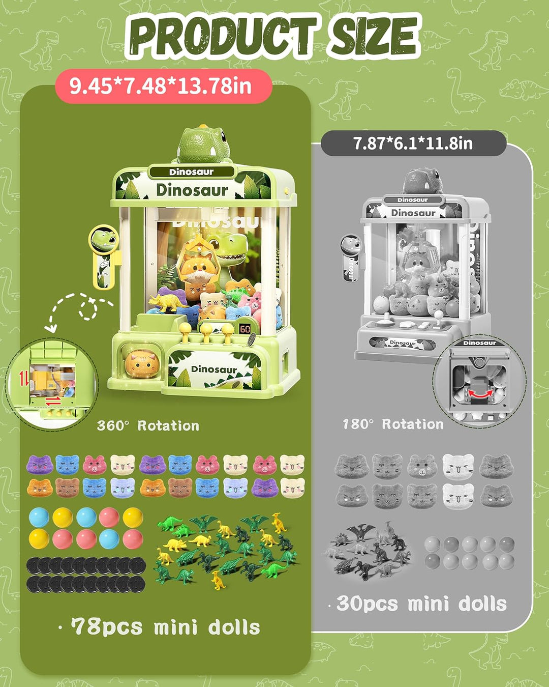 STACTCUTE 78 piezas máquina de garras de dinosaurio para niños, min...