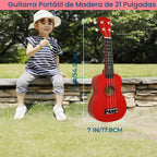 Instrumento musical de guitarra acústica de madera de 21 pulgadas para principiantes (rojo)