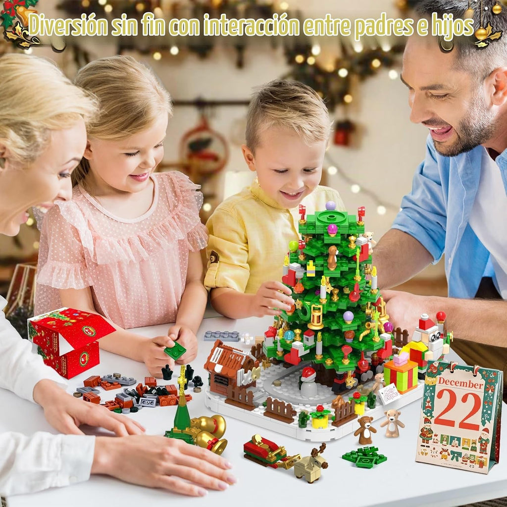 Calendario de Adviento 2026, juego de bloques de construcción de árbol de