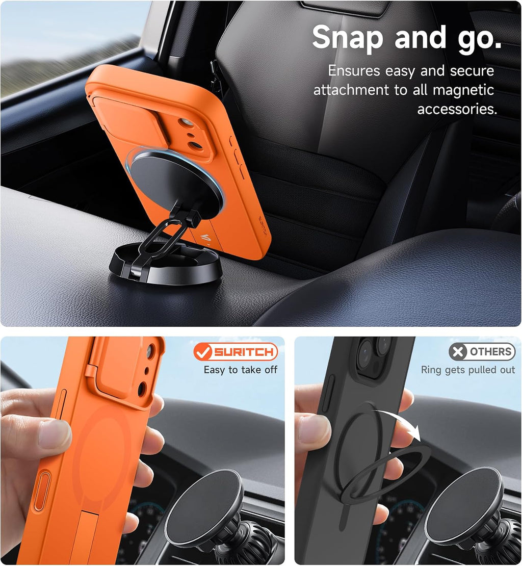 SURITCH para iPhone 18 Pro Case para MagSafe, Protección de cámara, Naranja