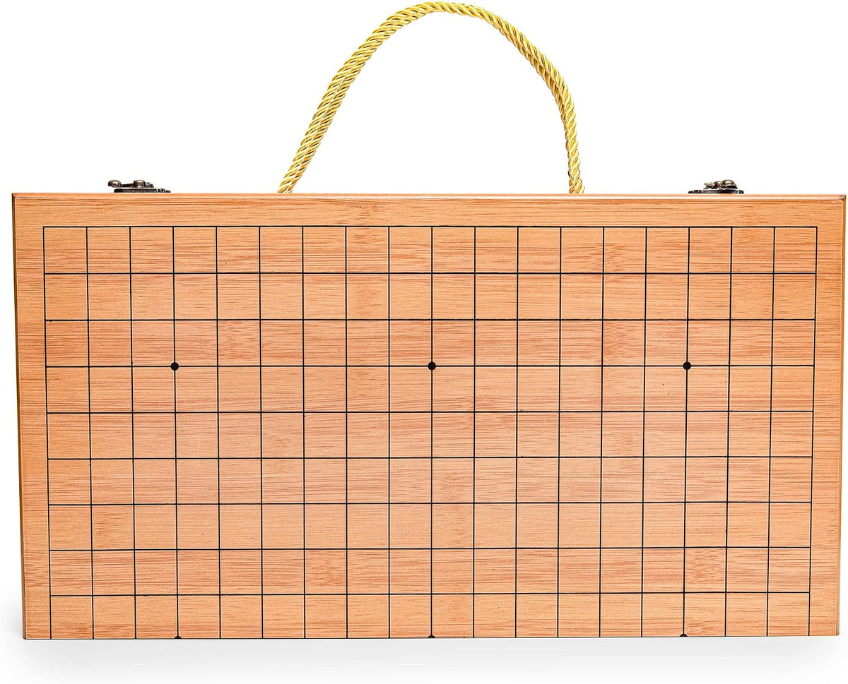 Juego de Go plegable de 19 x 19 con tablero de bambú y tazones y piezas de imitación de jade