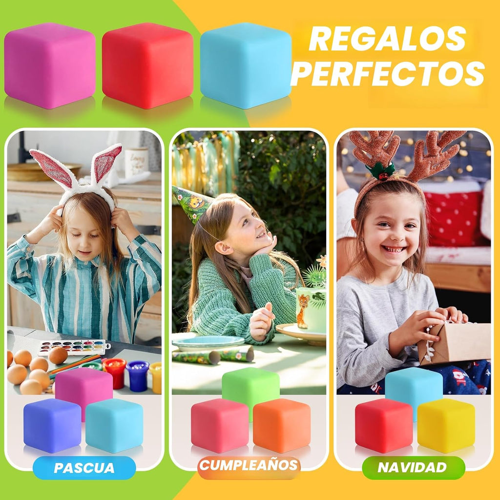 40 paquetes de juguetes para la ansiedad de cubo de estrés de elevación lenta, juguetes sensoriales de bolas blandas para niños y adultos, juguetes de ansiedad de forma cuadrada para el aula