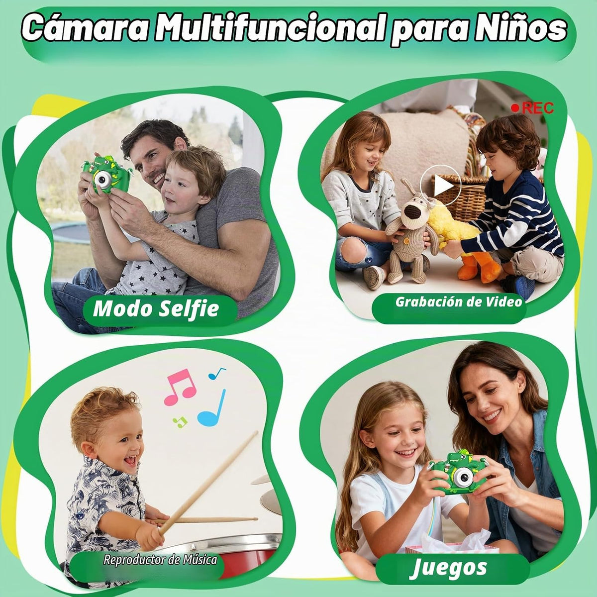 Juguetes de cámara para niños de 3 a 8 años de edad, videocámara digital para niños con cubierta suave de dibujos animados, el mejor regalo de festival de cumpleaños de Navidad para niños