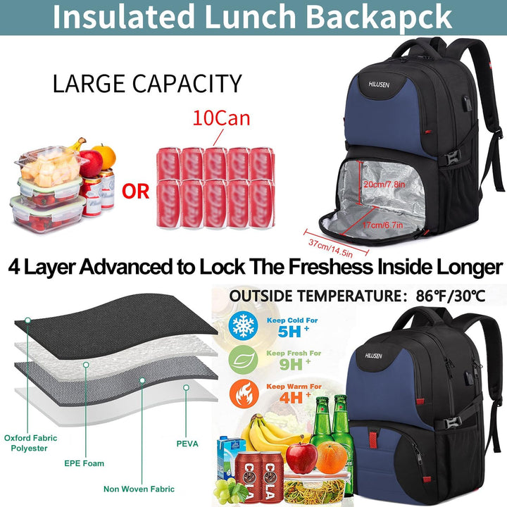 Mochila de almuerzo para hombres, mochila de almuerzo con enfriador...