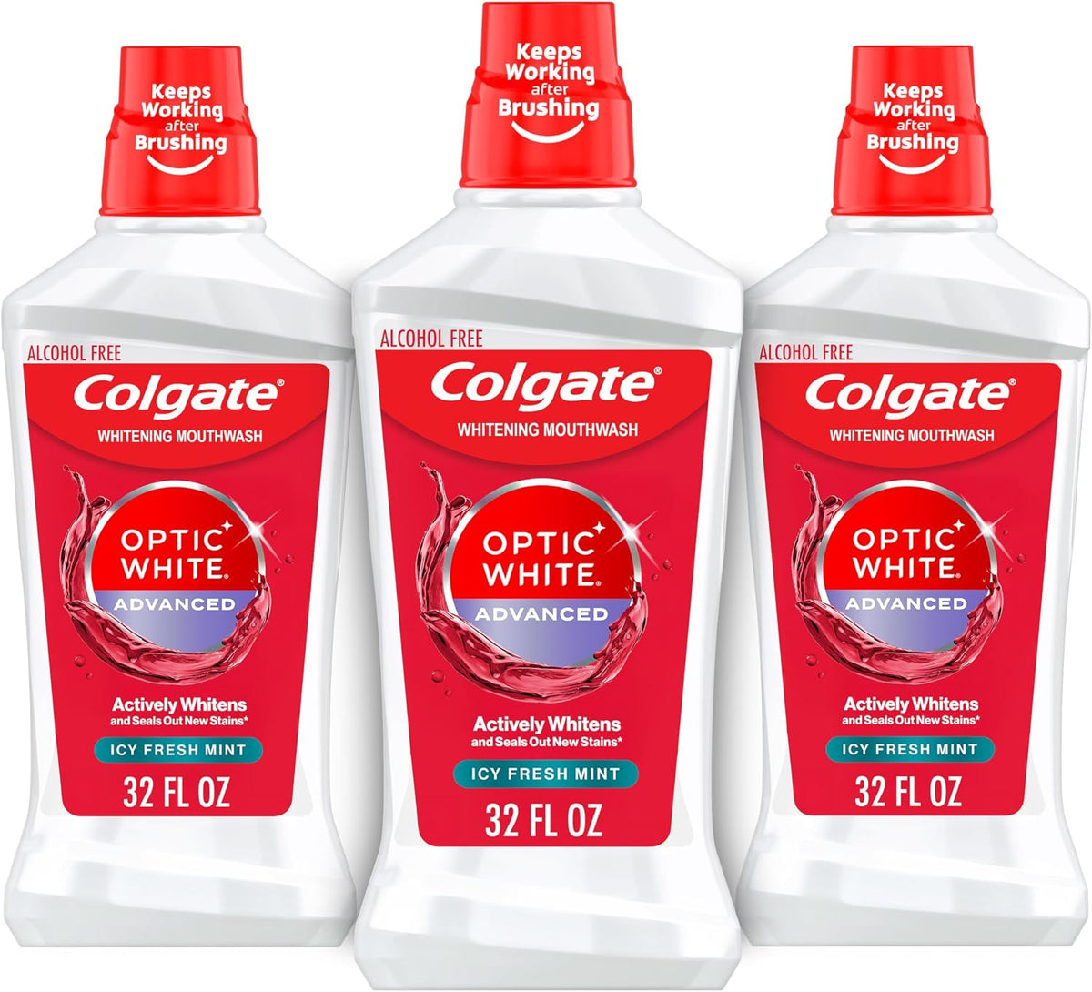 Colgate Optic White Enjuague bucal blanqueador, Menta Fresca - 946m...