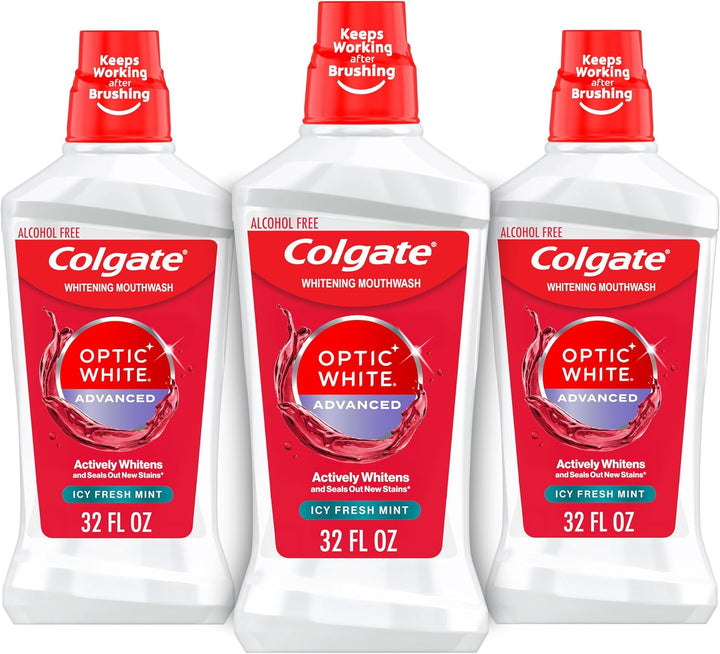 Colgate Optic White Enjuague bucal blanqueador, Menta Fresca - 946m...