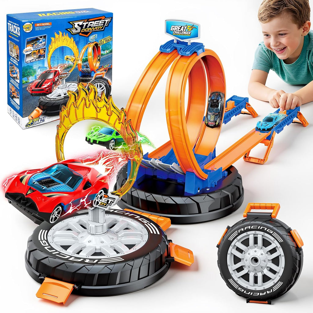Juego de pista de autos de carreras 2026, juego de carreras para niños de 4
