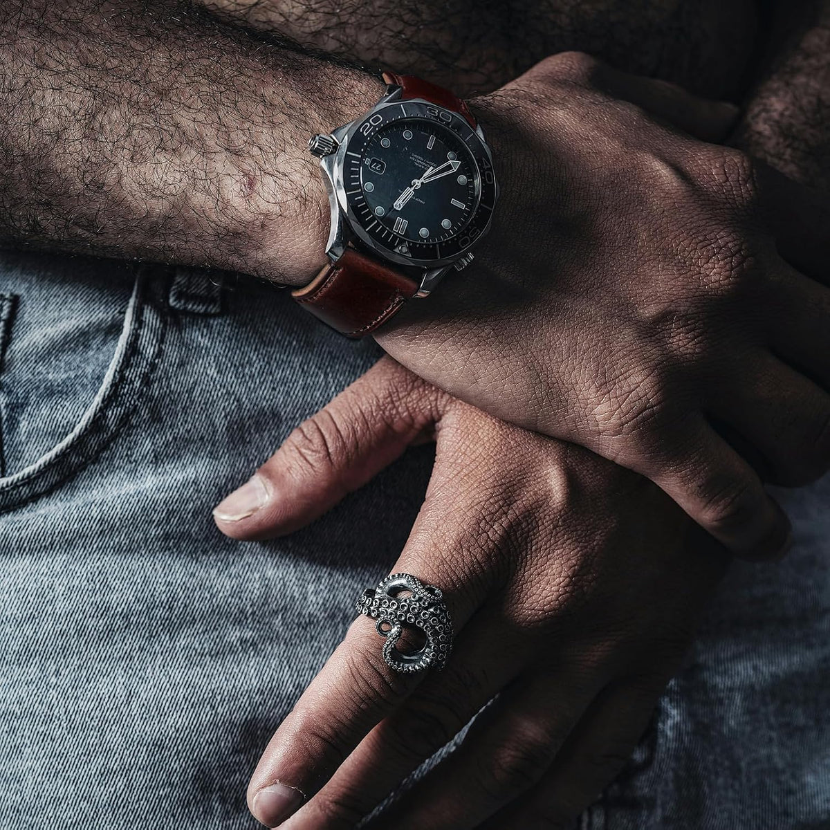 hemsut h Horween - Correas de reloj de cuero para hombre, correa de cuero de liberación rápida para reloj, envoltura de repuesto de 0.71 pulgadas, 0.78 pulgadas, 0.86 pulgadas