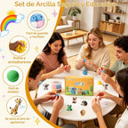 Kit de arcilla seca al aire, 16 animales para modelar arcilla mágica de secado al aire para niños, kits de arcilla de moldeo suave y no pegajosa con herramientas instrucciones para el hogar, regalos