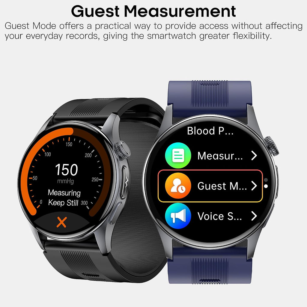 Smart Watch para Hombres y Mujeres con Correa de Airbag, Pantalla AMOLED de 1.56", Monitor de Ritmo Cardíaco y Presión Arterial, Rastreador de Oxígeno en Sangre y Sueño, Bucle de Voz, 70 Modos Deportivos Fitness Tracker