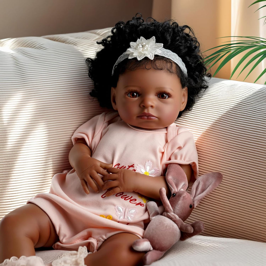 BABESIDE Muñecas de bebé negras, muñeca de bebé realista de 20 pulg...