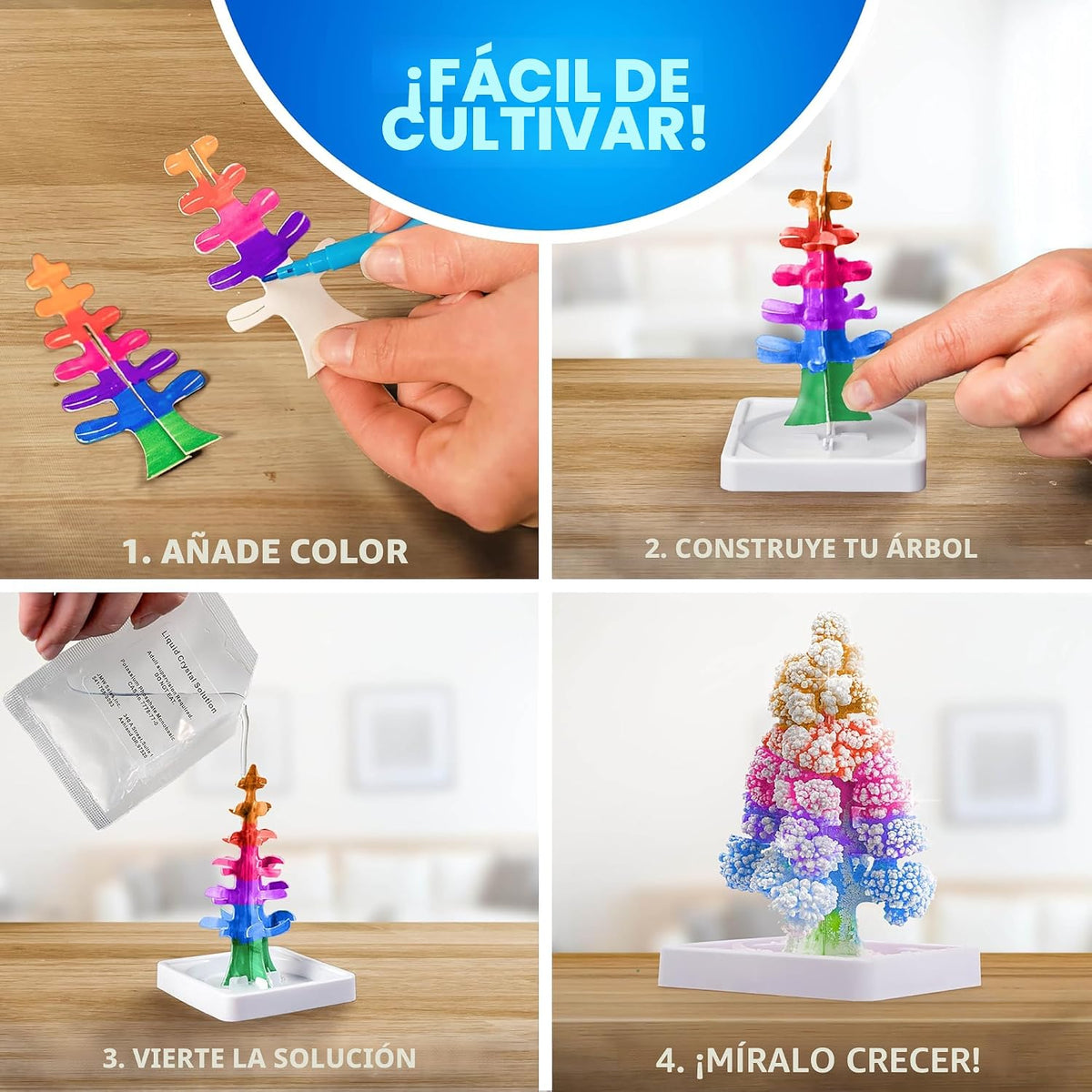 Kits de manualidades National Geographic para niños - Kit de cultivo de cristales, haz crecer 6 árboles de cristales en solo 6 horas, kit de manualidades educativas con suministros de arte, espécimen