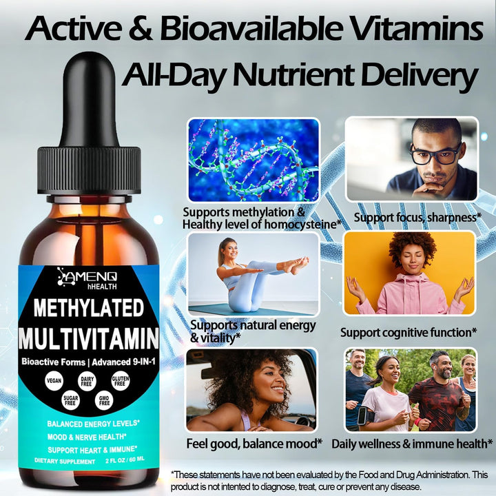 Multivitamínico metilado para hombres, mujeres y niños, complejo B...